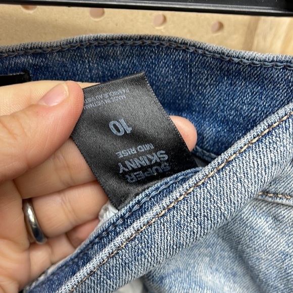 Distressed express jeans size 10 super skinny mid rise - Picture 10 of 10
